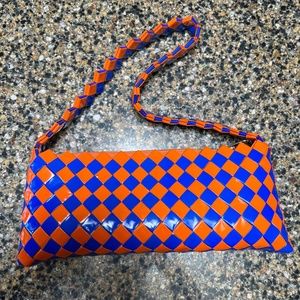 Orange and Blue Handmade Shoulder Bag